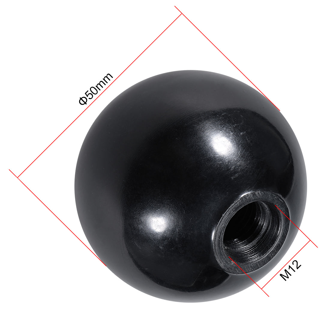 Harfington 10 Pcs Thermoset Ball Knob Female Thread Machine Handle Smooth Rim Black
