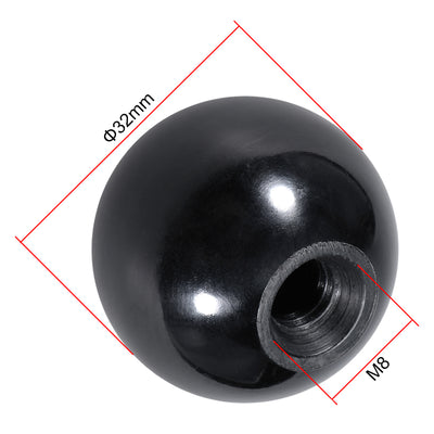 Harfington 2 Pcs Thermoset Ball Knob Female Thread Machine Handle Smooth Rim Black