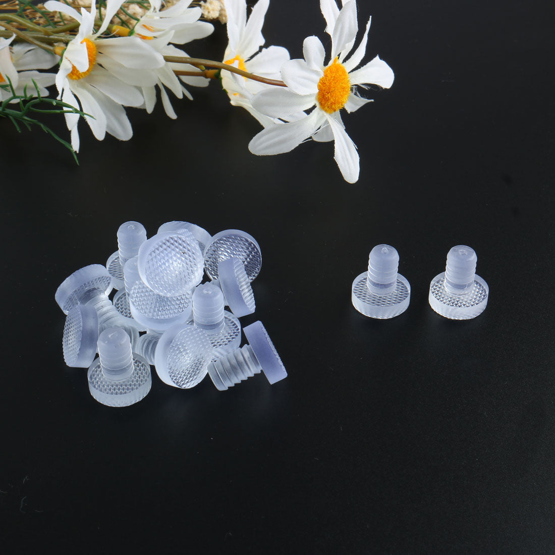 Harfington 16pcs 8mm Clear Stem Bumpers Glide, Patio Outdoor Furniture Glass Desk Top