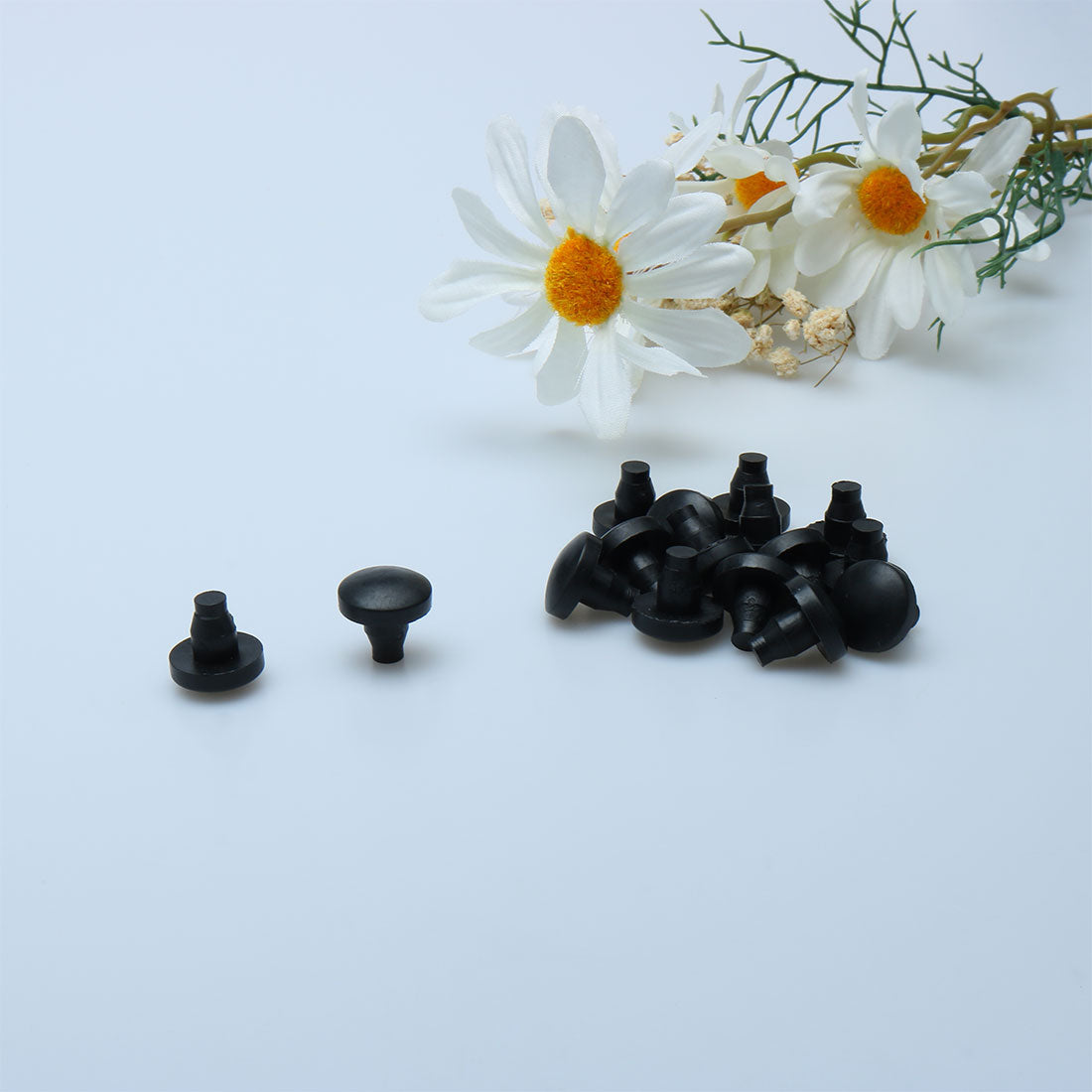 Harfington 16pcs 7mm Black Stem Bumpers Glide, Patio Outdoor Furniture Glass Table Top Anti-collision Embedded