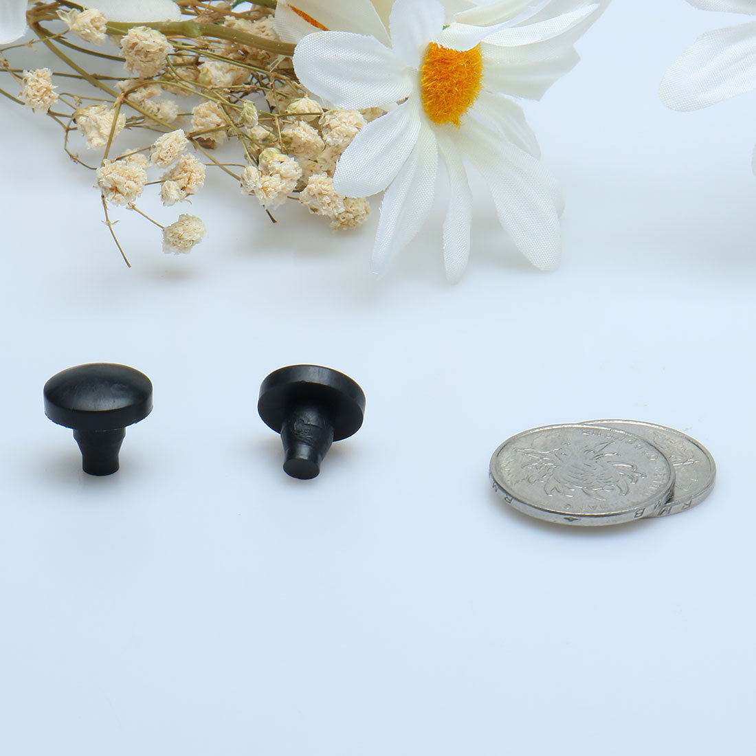 Harfington 16pcs 7mm Black Stem Bumpers Glide, Patio Outdoor Furniture Glass Table Top Anti-collision Embedded