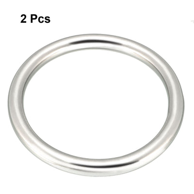 Harfington 2 Pcs Multi-Purpose Metal O Ring Buckle Welded 62mm x 50mm x 6mm for Hardware Bags Ring Hand DIY Accessories