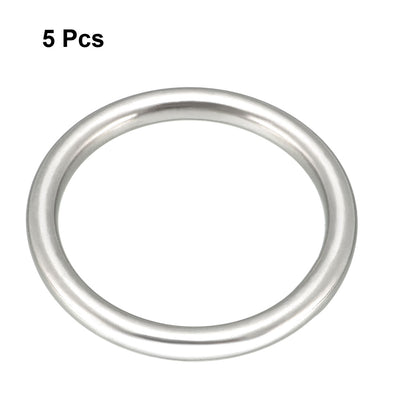 Harfington 5 Pcs Multi-Purpose Metal O Ring Buckle Welded 38mm x 30mm x 4mm for Hardware Bags Ring Hand DIY Accessories