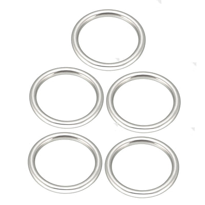 Harfington 5 Pcs Multi-Purpose Metal O Ring Buckle Welded 38mm x 30mm x 4mm for Hardware Bags Ring Hand DIY Accessories