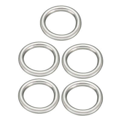 Harfington 5 Pcs Multi-Purpose Metal O Ring Buckle Welded 35mm x 25mm x 5mm for Hardware Bags Ring Hand DIY Accessories