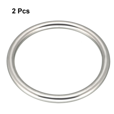 Harfington 2 Pcs Multi-Purpose Metal O Ring Buckle Welded 48mm x 40mm x 4mm for Hardware Bags Ring Hand DIY Accessories