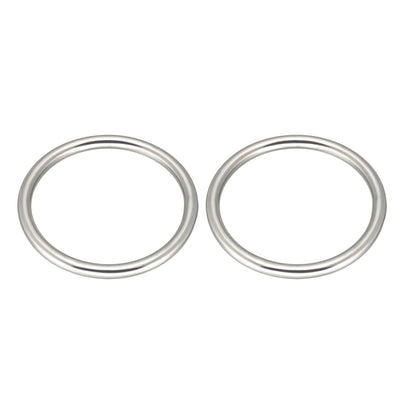 Harfington 2 Pcs Multi-Purpose Metal O Ring Buckle Welded 48mm x 40mm x 4mm for Hardware Bags Ring Hand DIY Accessories