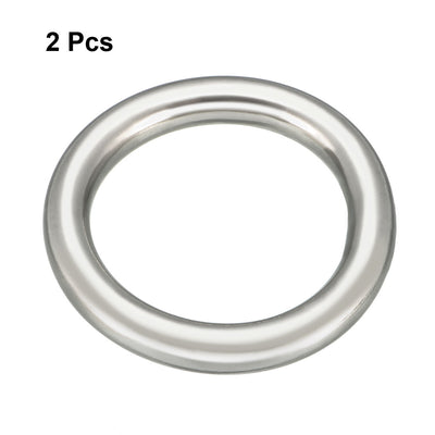 Harfington 2 Pcs Multi-Purpose Metal O Ring Buckle Welded 35mm x 25mm x 5mm for Hardware Bags Ring Hand DIY Accessories