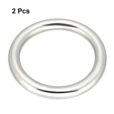 Harfington 2 Pcs Multi-Purpose Metal O Ring Buckle Welded 40mm x 30mm x 5mm for Hardware Bags Ring Hand DIY Accessories