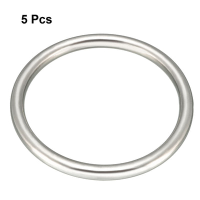 Harfington 5 Pcs Multi-Purpose Metal O Ring Buckle Welded 60mm x 50mm x 5mm for Hardware Bags Ring Hand DIY Accessories