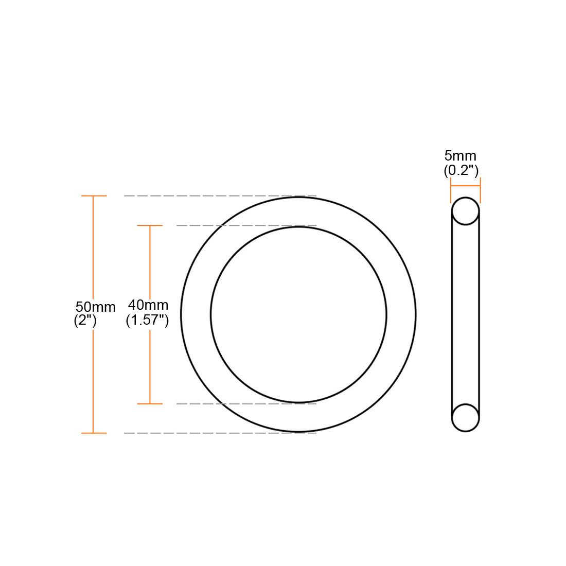 Harfington 2 Pcs Multi-Purpose Metal O Ring Buckle Welded 50mm x 40mm x 5mm for Hardware Bags Ring Hand DIY Accessories