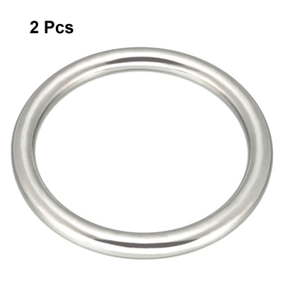 Harfington 2 Pcs Multi-Purpose Metal O Ring Buckle Welded 50mm x 40mm x 5mm for Hardware Bags Ring Hand DIY Accessories