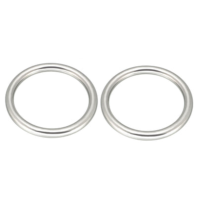 Harfington 2 Pcs Multi-Purpose Metal O Ring Buckle Welded 50mm x 40mm x 5mm for Hardware Bags Ring Hand DIY Accessories
