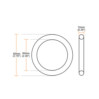 Harfington Multi-Purpose Metal O Ring Buckle Welded 80mm x 60mm x 10mm for Hardware Bag Ring Hand DIY Accessory