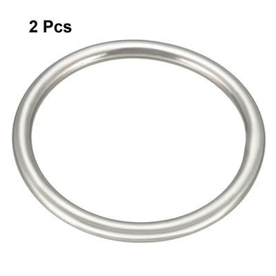 Harfington 2 Pcs Multi-Purpose Metal O Ring Buckle Welded 37mm x 31mm x 3mm for Hardware Bags Ring Hand DIY Accessories
