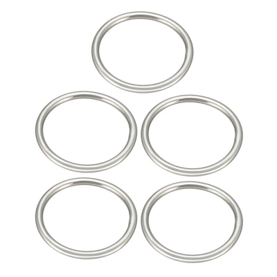Harfington 5 Pcs Multi-Purpose Metal O Ring Buckle Welded 37mm x 31mm x 3mm for Hardware Bags Ring Hand DIY Accessories