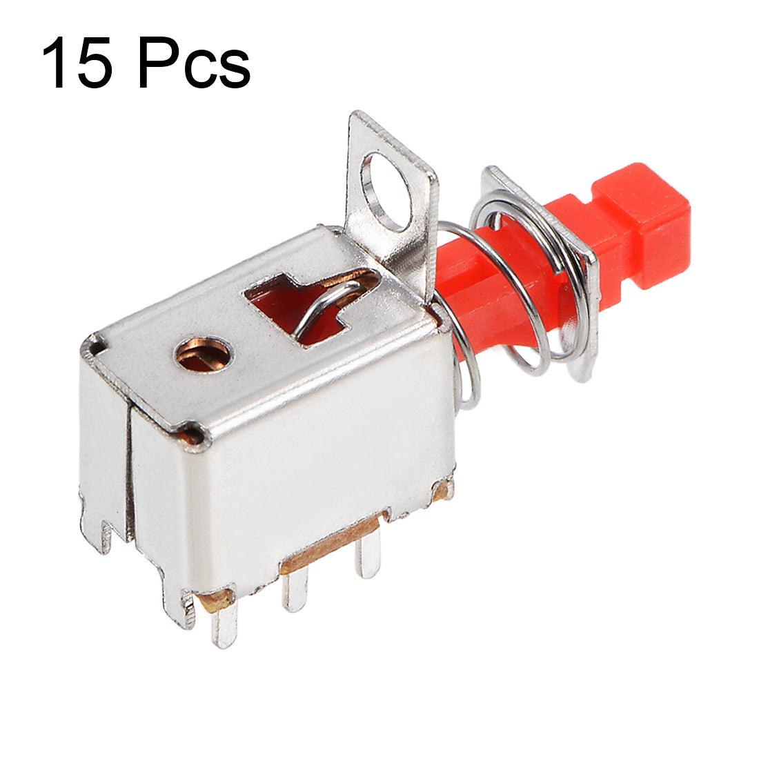 Harfington 15 Pcs 6 Pins Latching DPDT Tact Tactile Red Push Button Switches