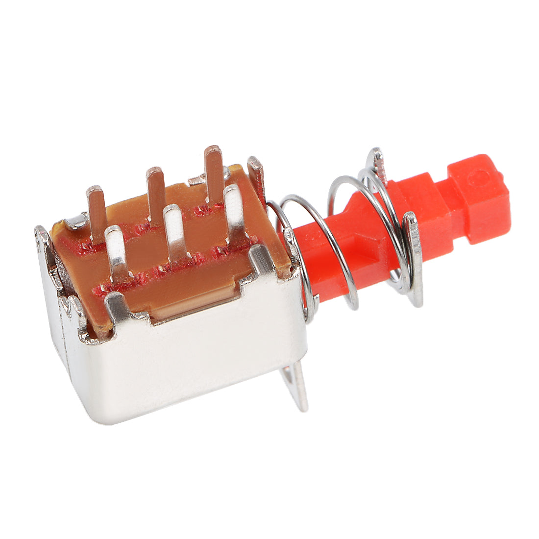 Harfington 15 Pcs 6 Pins Latching DPDT Tact Tactile Red Push Button Switches