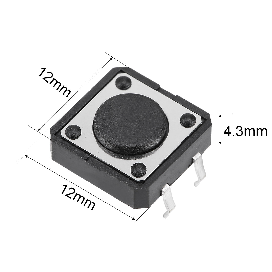 Harfington 12x12x4.3mm Panel Mini/Micro/Small PCB Momentary Tactile Tact Push Button Switch DIP 10PCS