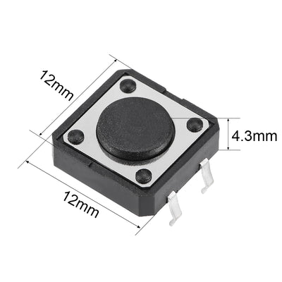 Harfington 12x12x4.3mm Panel Mini/Micro/Small PCB Momentary Tactile Tact Push Button Switch DIP 10PCS