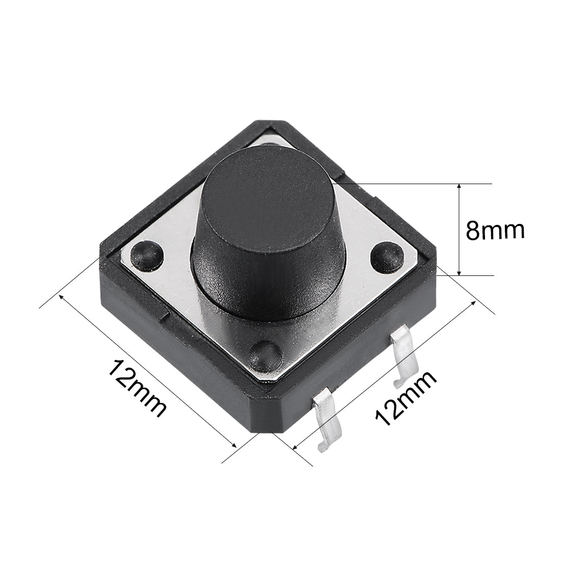 Harfington 12x12x8mm Panel Mini/Micro/Small PCB Momentary Tactile Tact Push Button Switch DIP 50PCS