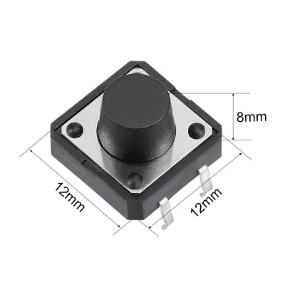 Harfington 12x12x8mm Panel Mini/Micro/Small PCB Momentary Tactile Tact Push Button Switch DIP 50PCS