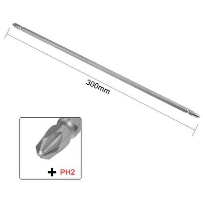 Harfington 300 mm Long 1/4" Hex Shank Dual End PH2 Phillips Screwdriver Bits S2 High Alloy Steel