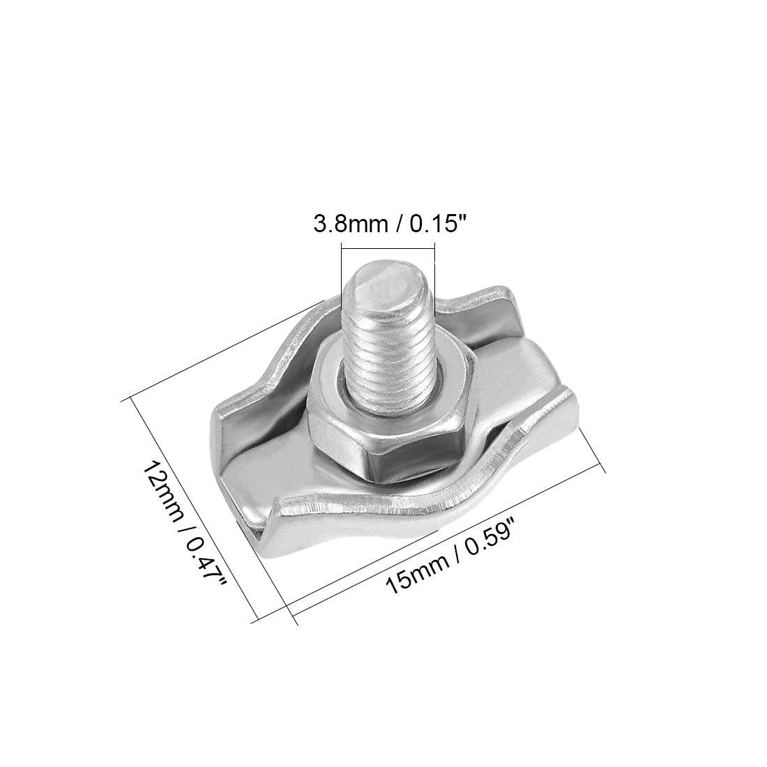 Harfington 5 Pcs 304 Stainless Steel Single Wire Rope Clip Cable Clamp Suit for 1mm-1.5mm Rope