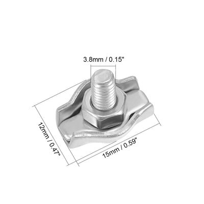 Harfington 5 Pcs 304 Stainless Steel Single Wire Rope Clip Cable Clamp Suit for 1mm-1.5mm Rope