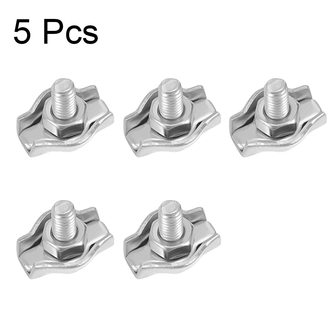Harfington 5 Pcs 304 Stainless Steel Single Wire Rope Clip Cable Clamp Suit for 1mm-1.5mm Rope