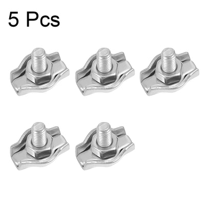 Harfington 5 Pcs 304 Stainless Steel Single Wire Rope Clip Cable Clamp Suit for 1mm-1.5mm Rope