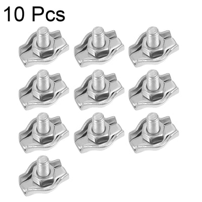 Harfington 10 Pcs 304 Stainless Steel Single Wire Rope Clip Cable Clamp Suit for 1mm-1.5mm Rope