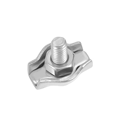 Harfington 10 Pcs 304 Stainless Steel Single Wire Rope Clip Cable Clamp Suit for 1mm-1.5mm Rope