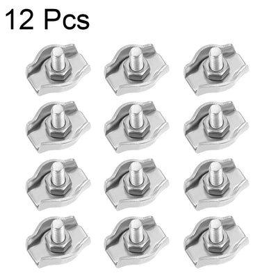 Harfington 12 Pcs 304 Stainless Steel Single Wire Rope Clip Cable Clamp Suit for 1.5mm-2mm Rope