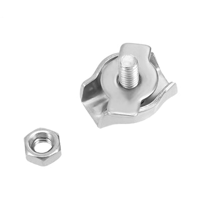 Harfington 12 Pcs 304 Stainless Steel Single Wire Rope Clip Cable Clamp Suit for 1.5mm-2mm Rope