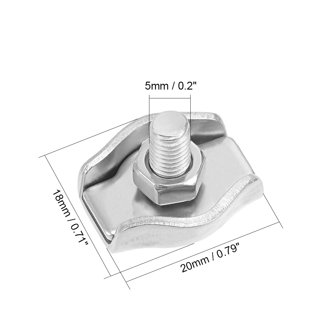Harfington 10 Pcs 304 Stainless Steel Single Wire Rope Clip Cable Clamp Suit for 2mm-3mm Rope