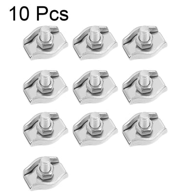 Harfington 10 Pcs 304 Stainless Steel Single Wire Rope Clip Cable Clamp Suit for 2mm-3mm Rope