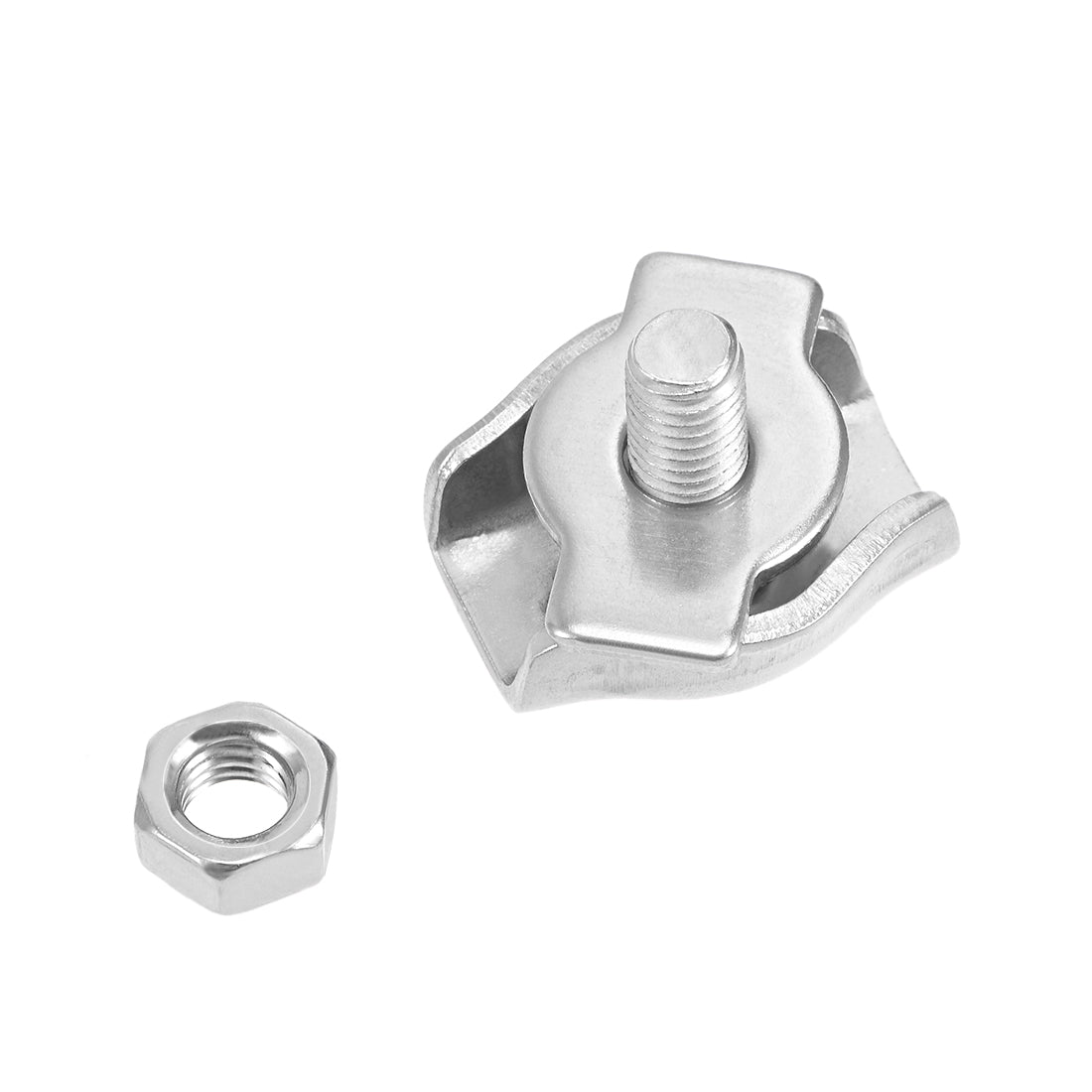 Harfington 10 Pcs 304 Stainless Steel Single Wire Rope Clip Cable Clamp Suit for 2mm-3mm Rope