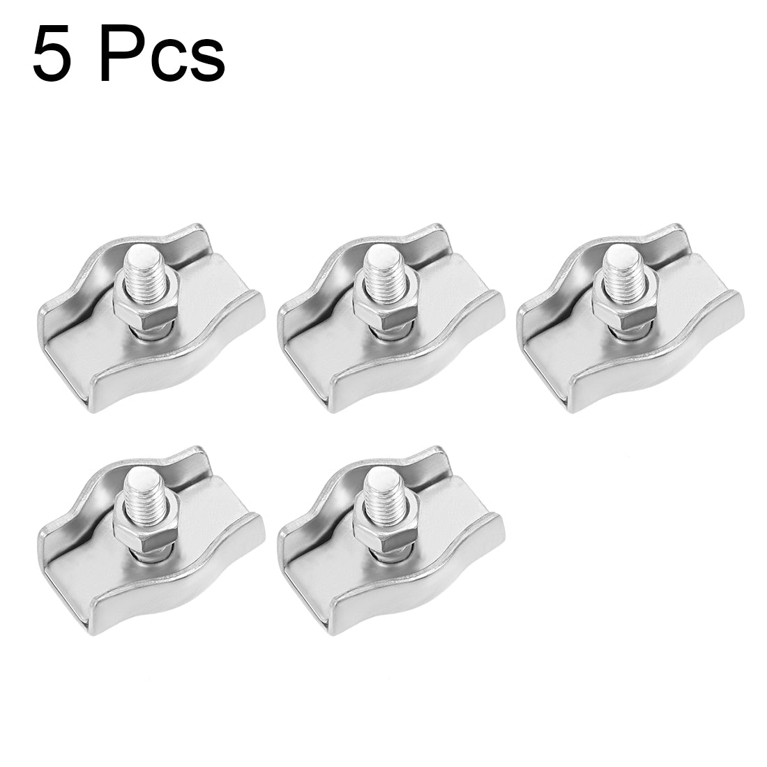 Harfington 5 Pcs 304 Stainless Steel Single Wire Rope Clip Cable Clamp Suit for 3mm-4mm Rope