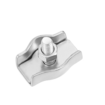 Harfington 5 Pcs 304 Stainless Steel Single Wire Rope Clip Cable Clamp Suit for 3mm-4mm Rope