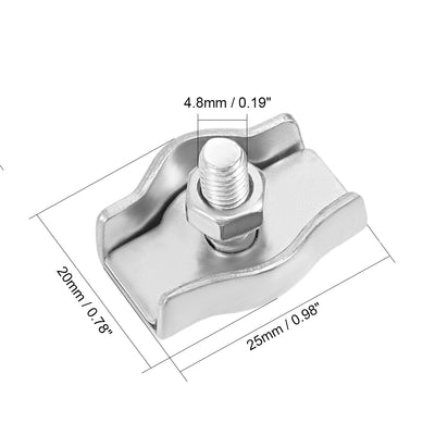 Harfington 10 Pcs 304 Stainless Steel Single Wire Rope Clip Cable Clamp Suit for 3mm-4mm Rope
