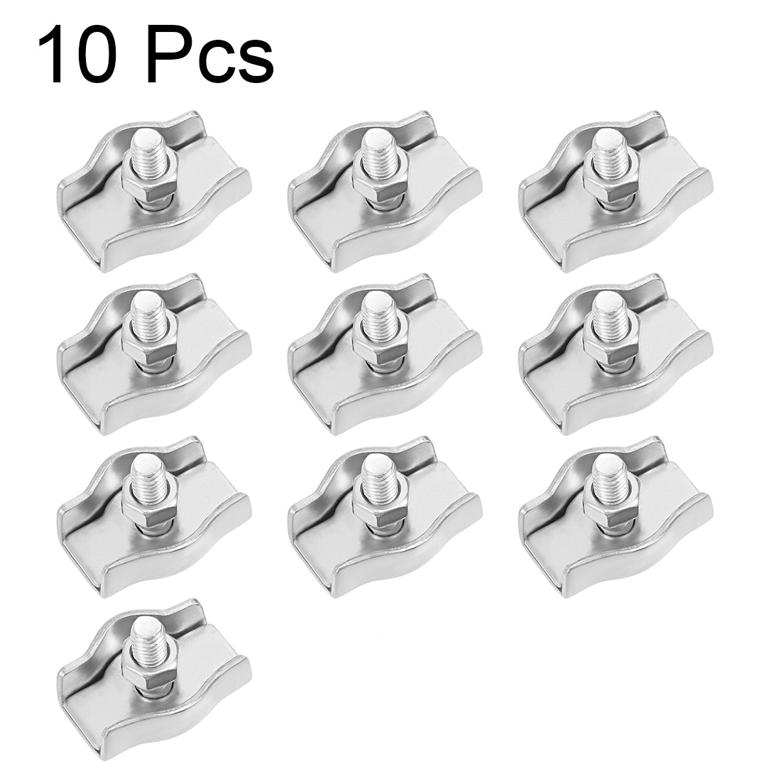 Harfington 10 Pcs 304 Stainless Steel Single Wire Rope Clip Cable Clamp Suit for 3mm-4mm Rope
