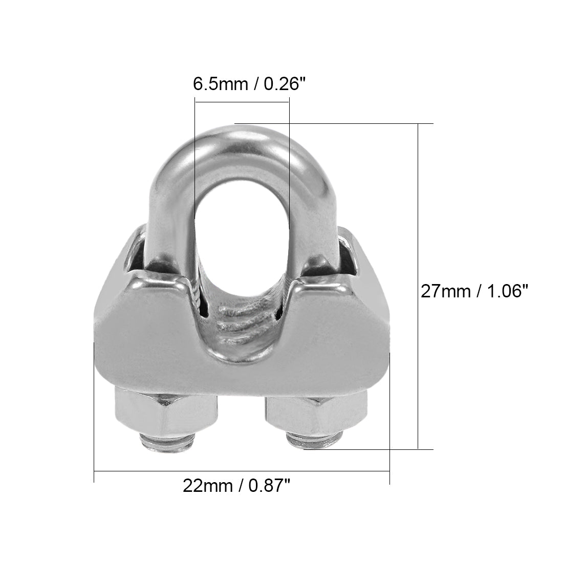 Harfington 4Pcs Stainless Steel 5mm 13/64 Inch Wire Rope Clip Cable Clamp Fastener Silver Tone