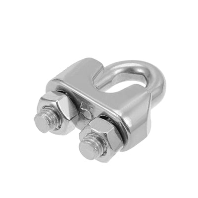 Harfington 4Pcs Stainless Steel 5mm 13/64 Inch Wire Rope Clip Cable Clamp Fastener Silver Tone
