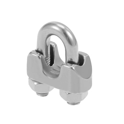 Harfington 4Pcs Stainless Steel 5mm 13/64 Inch Wire Rope Clip Cable Clamp Fastener Silver Tone