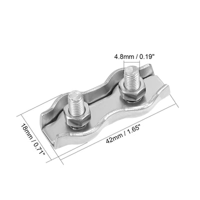 Harfington 3 Pcs 304 Stainless Steel Duplex Wire Rope Clip Cable Clamp Suit For 2mm-3mm Rope