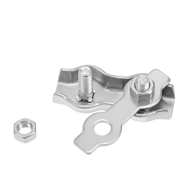 Harfington 3 Pcs 304 Stainless Steel Duplex Wire Rope Clip Cable Clamp Suit For 2mm-3mm Rope