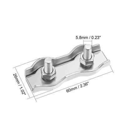 Harfington 304 Stainless Steel Duplex Wire Rope Clip Cable Clamp Suit For 4mm-5mm Rope