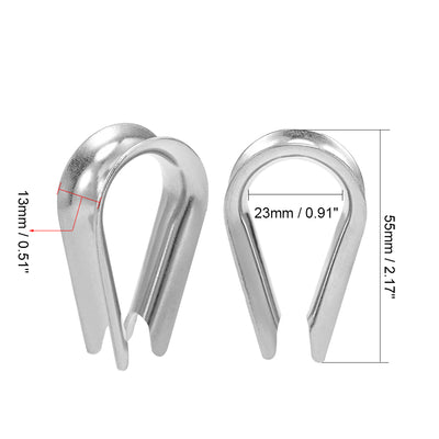 Harfington 10 Pcs M10 Stainless Steel 19/64"-11/32" Wire Rope Cable Thimbles Rigging