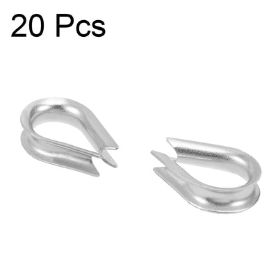 Harfington 20 Pcs M3 Stainless Steel 3/32"-1/8" Wire Rope Cable Thimbles Rigging